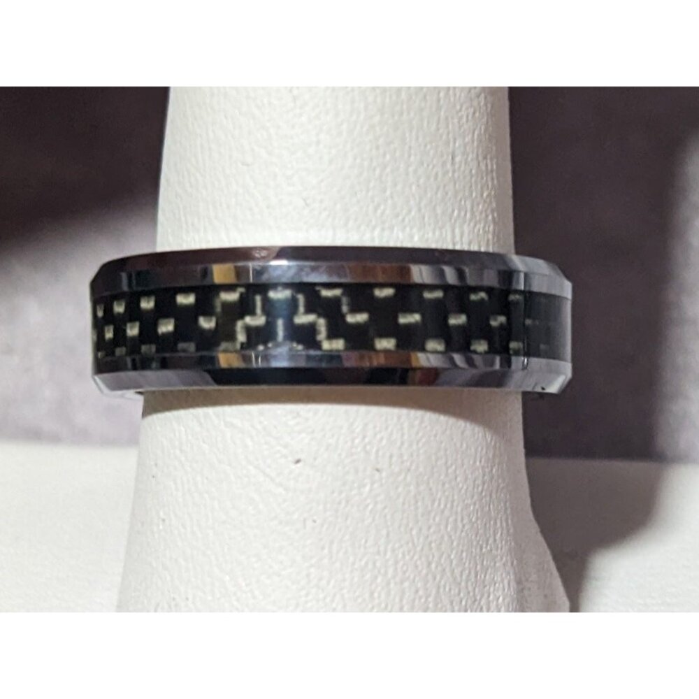 JSFG Tungsten Carbide Fiber Inlay Men's Wedding Ring 6mm Size 9 - Picture 8 of 13